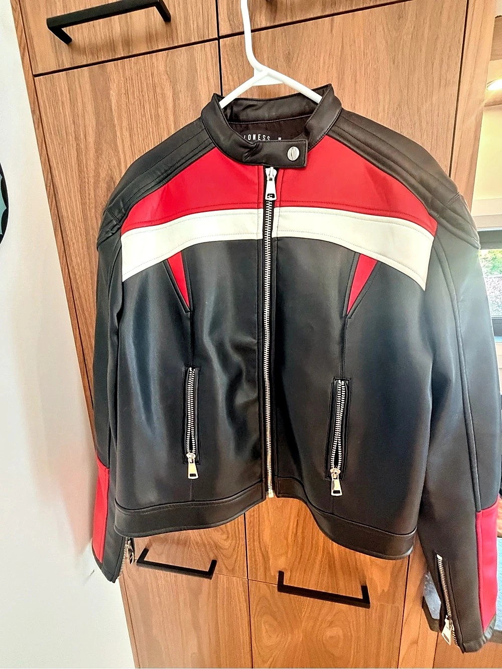Lioness Nueve Biker Jacket Color Block Black & Red